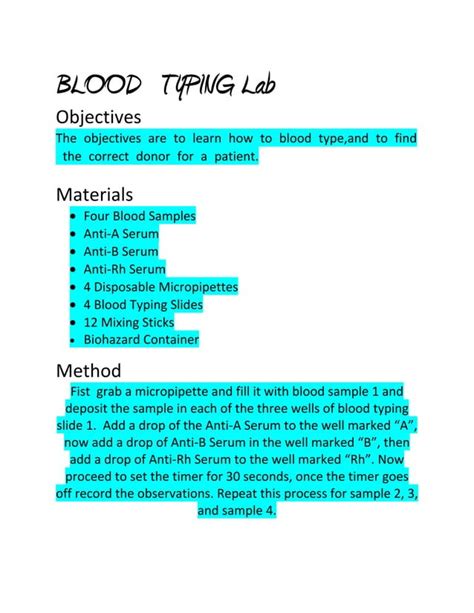 analyzer lab blood typing|blood typing lab pdf.